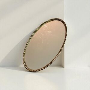 Rare XL 19’’ Stylebuilt Accessories Vtg Oval Rope Mirrored Vanity Tray/Mirror